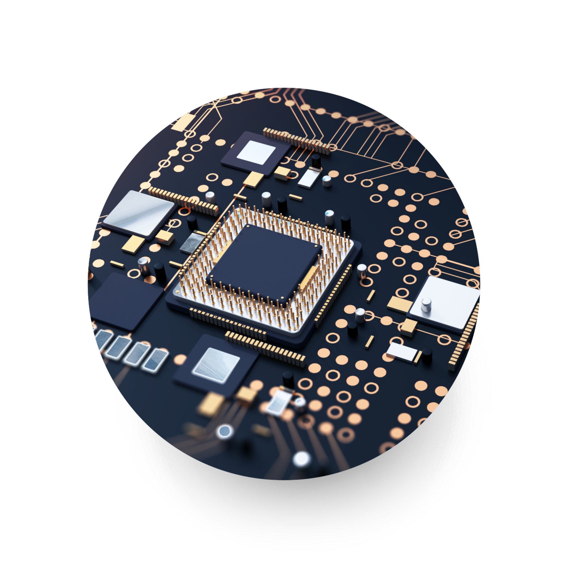 closeup of pcb components on board