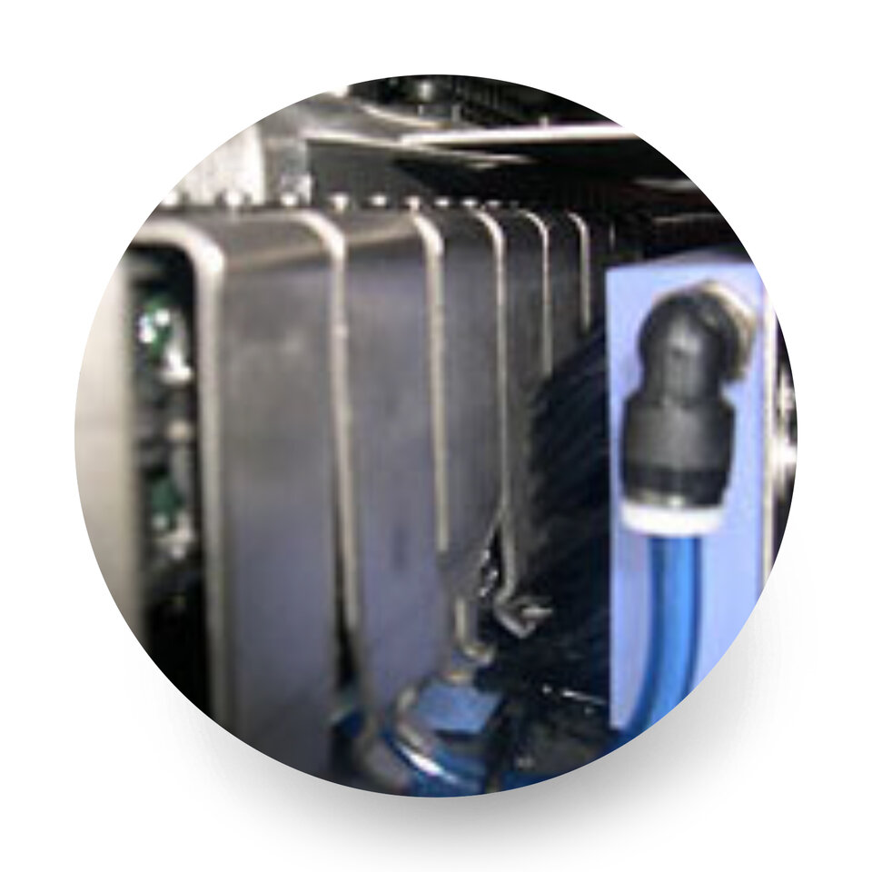 inside of wave solder machine before cleaning