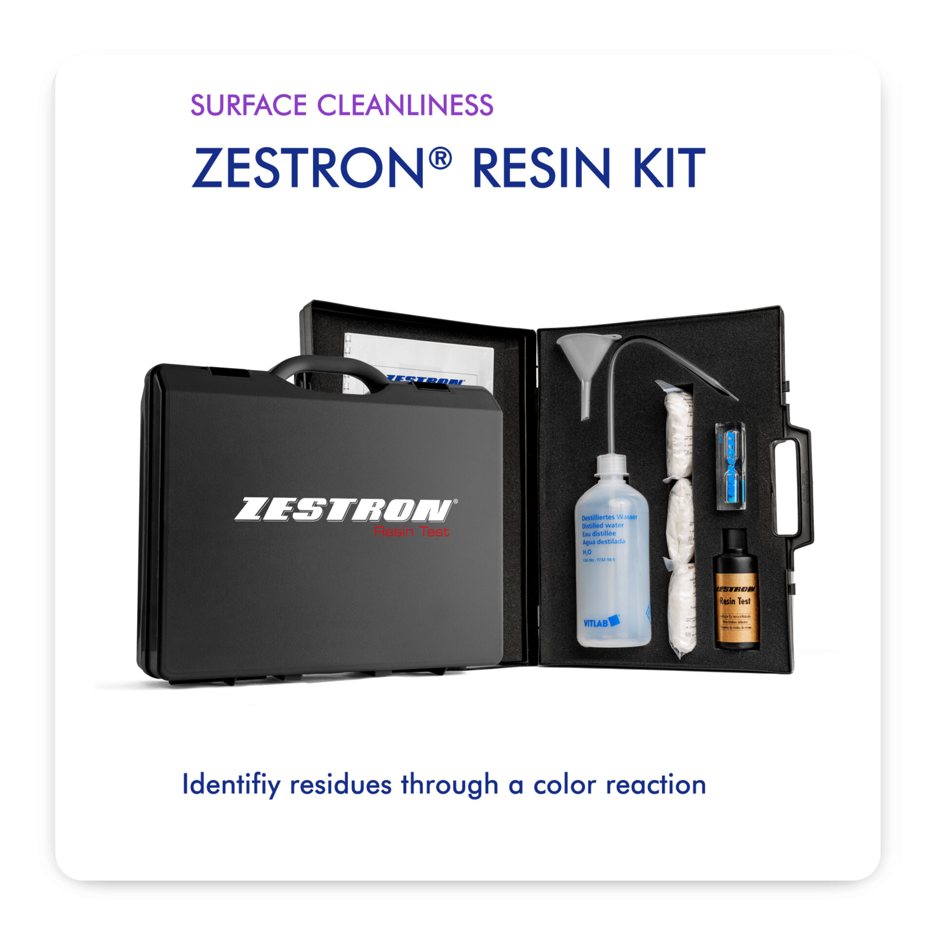 zestron resin test kit opened showing products 